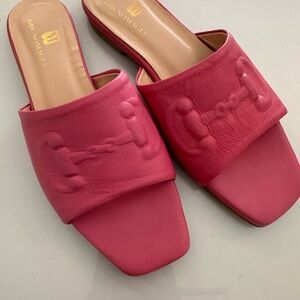 Bruno Magli Fuchsia Embossed Sandals